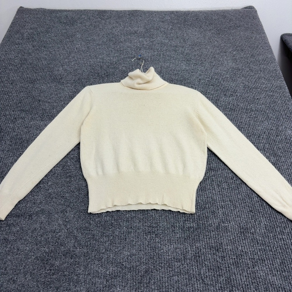 Vintage Rafaella Sweater Womens M Cream Lambswool Angora Turtleneck Classic